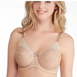 NWT Wacoal Retro Chic Full Figure Underwire Bra Unlined Lace Sheer 36DDD 36E